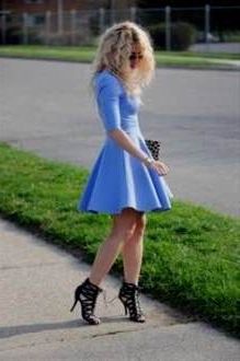 light blue skater dress with sleeves 2018/2019