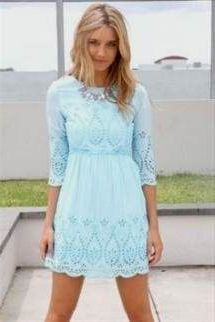 light blue summer dress with sleeves 2018-2019