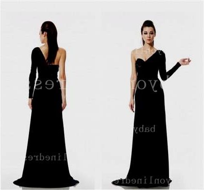 long sleeve floor length black dress 2018/2019