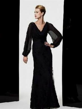 long sleeve floor length black dress 2018/2019