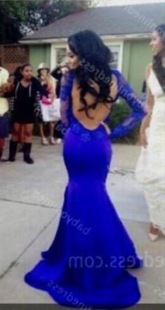 long sleeve lace prom dress blue 2018/2019