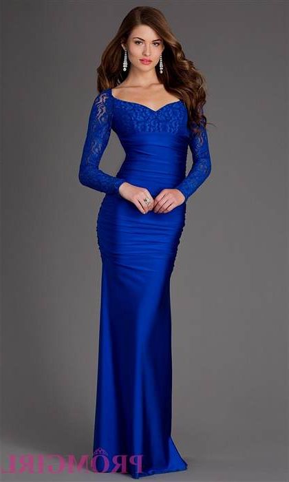 long sleeve lace prom dress blue 2018/2019