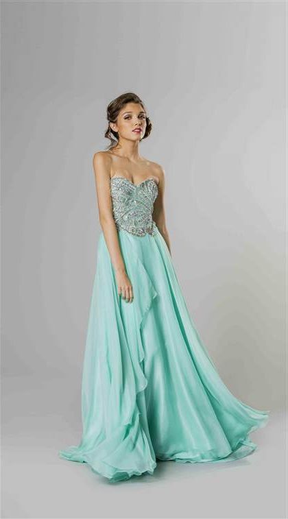 mint strapless prom dress 2018-2019
