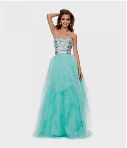 mint strapless prom dress 2018-2019