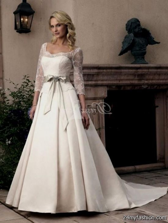modest wedding dress lace sleeves 2018-2019