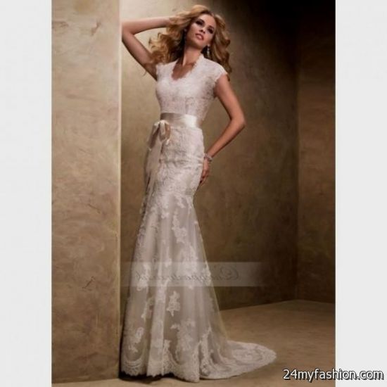 modest wedding dress lace sleeves 2018-2019