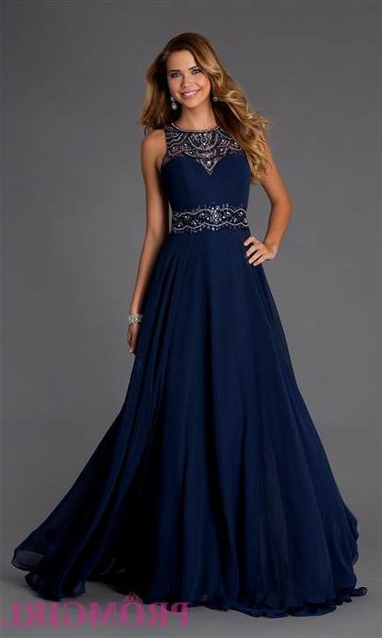 navy blue chiffon prom dresses 2018/2019