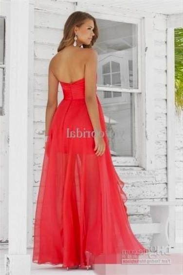 neon coral high low prom dress 2018-2019