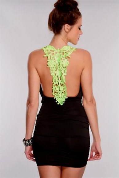 neon green and black dress 2018/2019