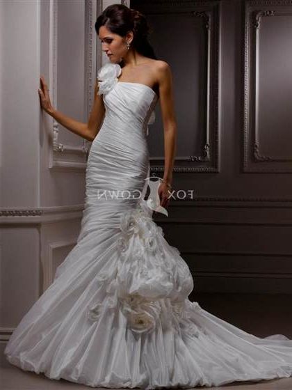 one shoulder fit and flare wedding dress 2018-2019