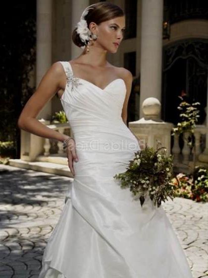 one shoulder fit and flare wedding dress 2018-2019
