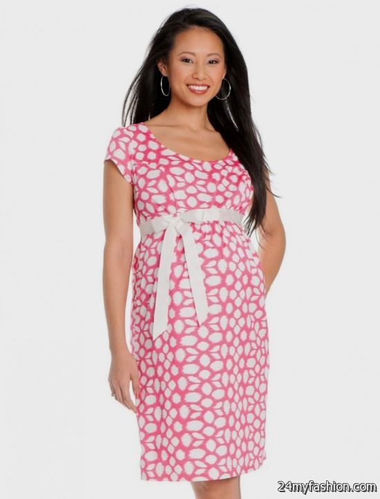 pink maternity dress with sleeves 2018-2019