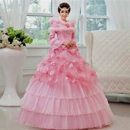 pink wedding dresses with sleeves 2018-2019
