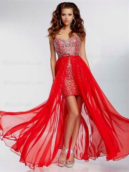 prom dresses red high low 2018/2019