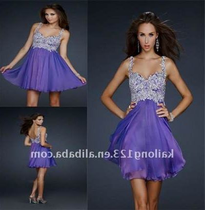 purple prom dresses short with straps 2018/2019