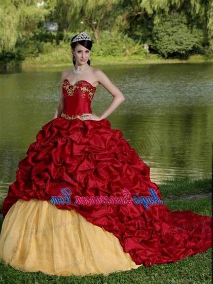quinceanera dresses red and black and gold 2018/2019