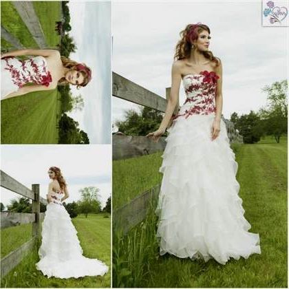 red and white lace wedding dress 2018-2019