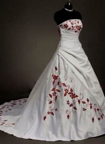 red and white lace wedding dress 2018-2019