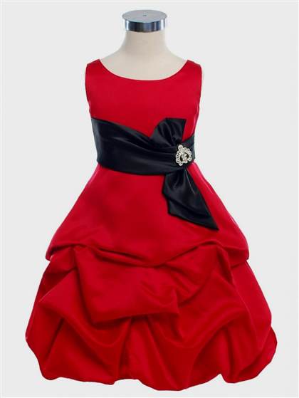 red flower girl dresses with black sash 2018/2019
