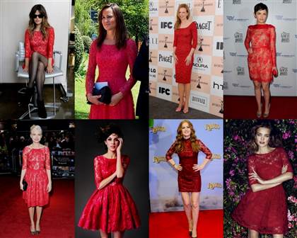 red lace dress celebrity 2018/2019