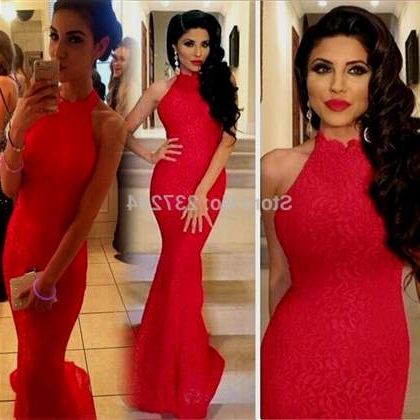 red lace prom dresses 2018/2019