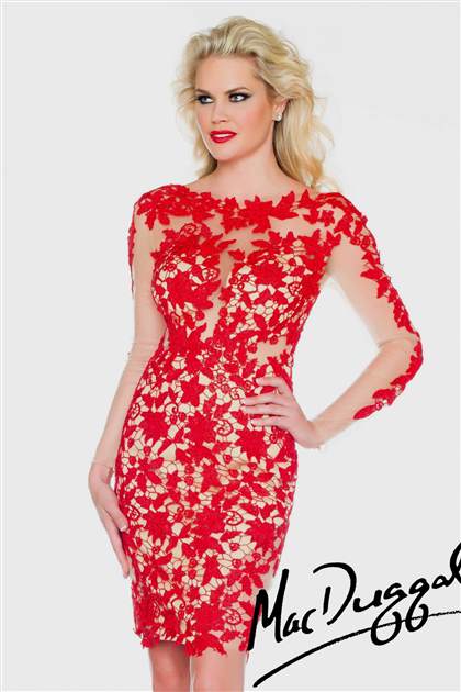 red long sleeve cocktail dresses 2018/2019