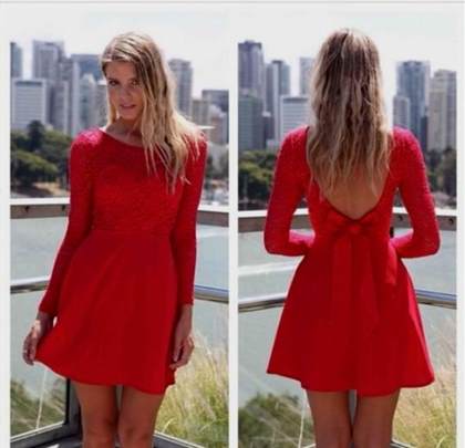 red long sleeve cocktail dresses 2018/2019