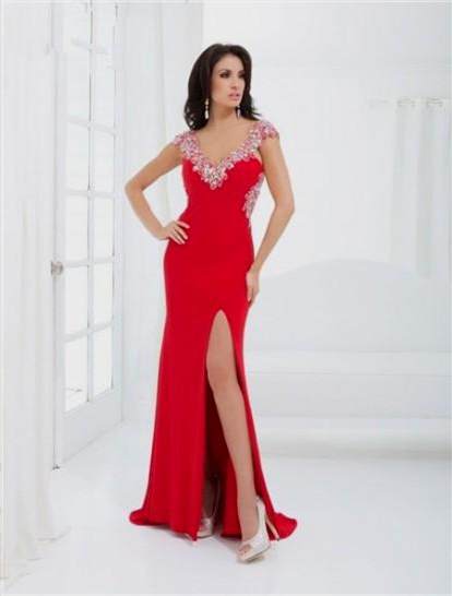 red open back long sleeve prom dress 2018-2019