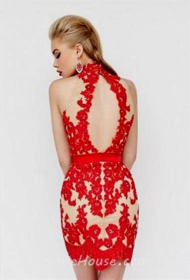 red short lace dress 2018-2019