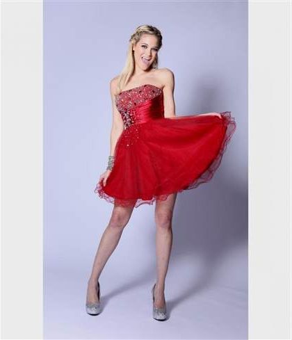 red strapless short prom dresses 2018-2019