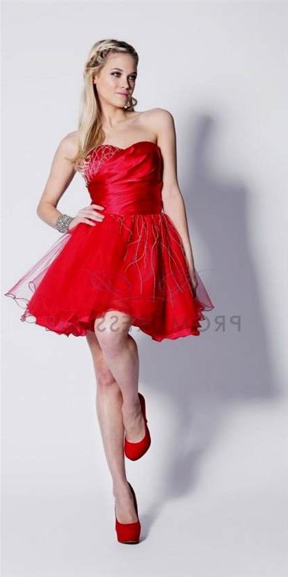 red strapless short prom dresses 2018-2019