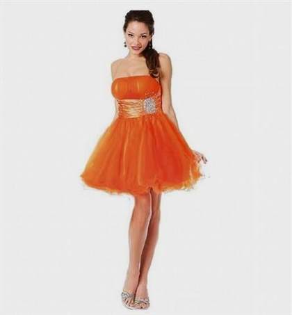 short orange prom dresses with straps 2018-2019
