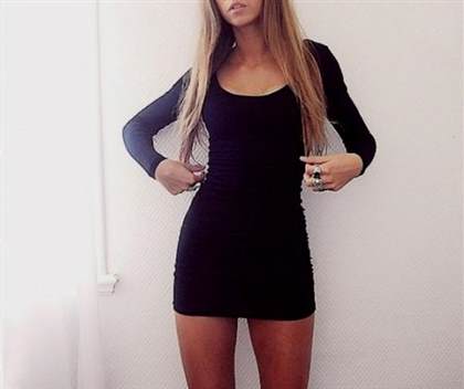 short tight black dress with long sleeves 2018/2019