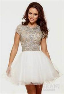 short white prom dress with sleeves 2018-2019
