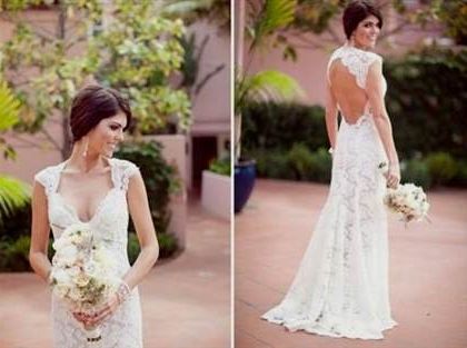 vintage lace wedding dresses with open back 2018/2019