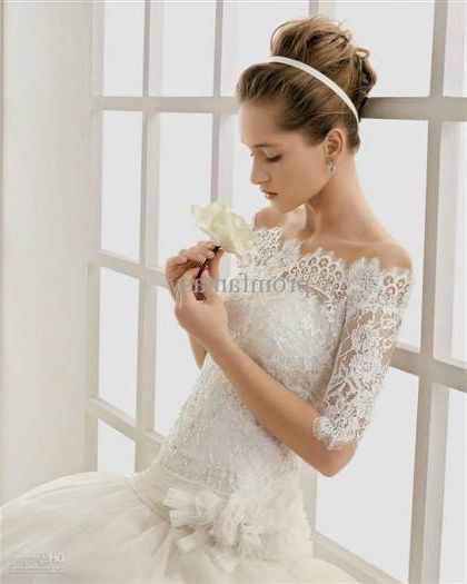 wedding dress lace sleeves off the shoulder 2018/2019