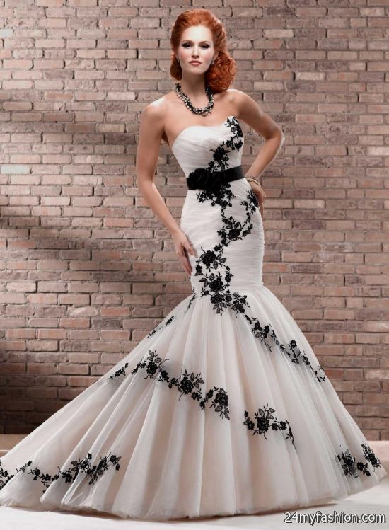 white and black wedding dress 2018-2019