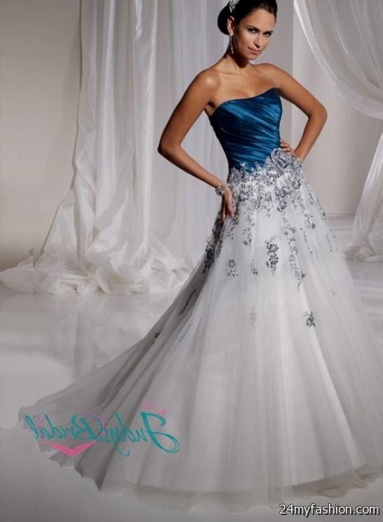 white and blue wedding dresses with straps 2018-2019