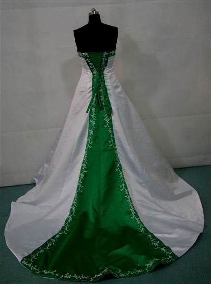 white and green wedding dress 2018-2019