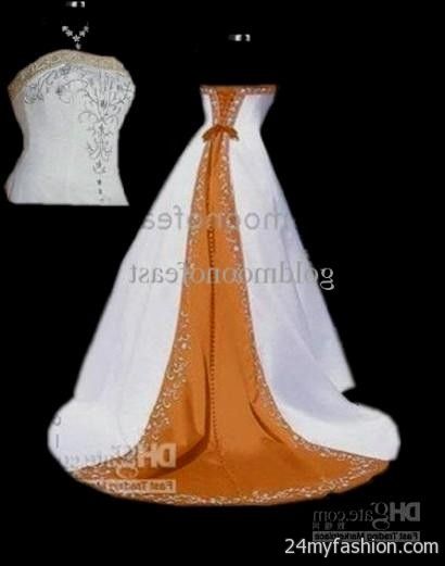 white and orange wedding dresses 2018-2019