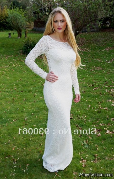 white lace maxi dress with sleeves 2018-2019