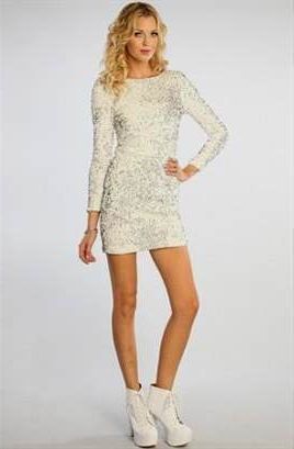 white sequin dress with sleeves 2018-2019