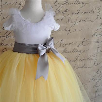 yellow and grey flower girl dresses 2018-2019
