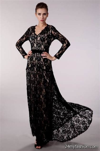 black lace gown with sleeves review