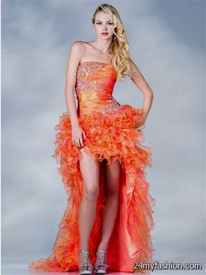orange high low prom dress review