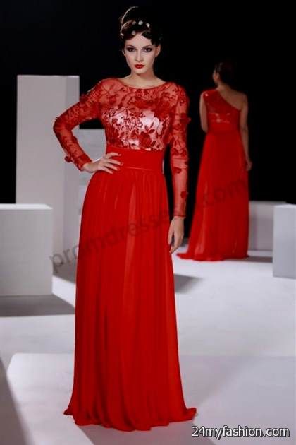 red evening gown with sleeves review