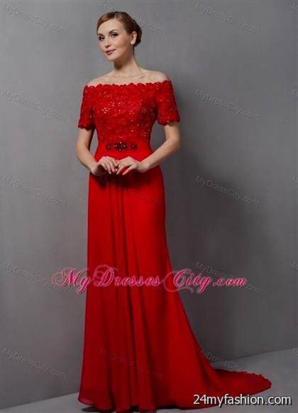 red evening gown with sleeves review
