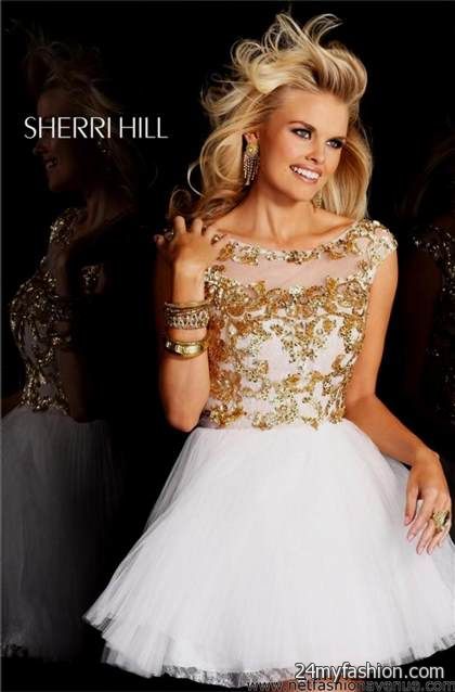 sherri hill prom dresses white and gold review
