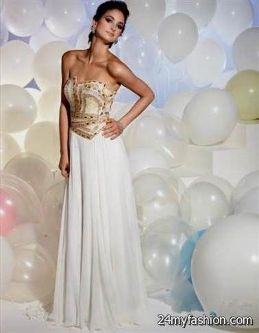 white and gold prom dress review