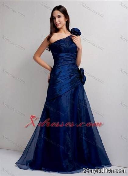 navy blue one shoulder prom dress review